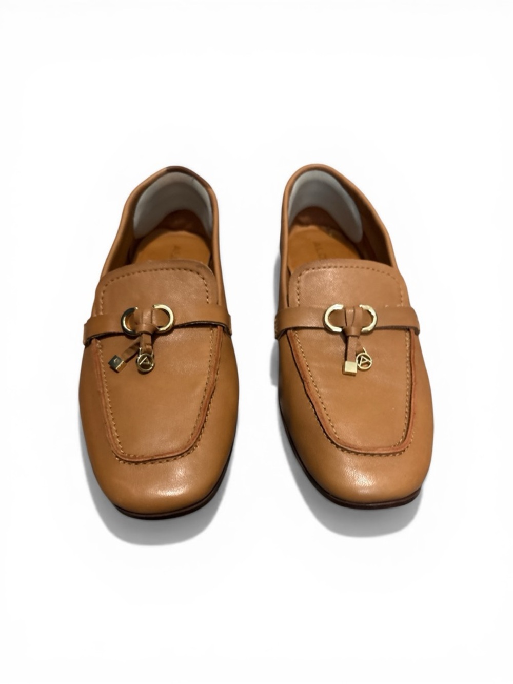 ALDO YBILIDE HORSE BIT WOMENS LOAFERS MEDIUM BROWN SOFT LEATHER SIZE 8 SLIP-ON